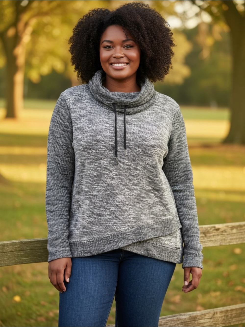 Calvin Klein Performance Marled Cowl Neck Asymmetrical Pullover Sweatshirt XXL